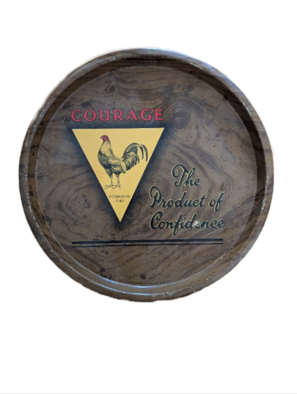 Courage Metal Beer Serving Tray - Brown with Yellow Accents
